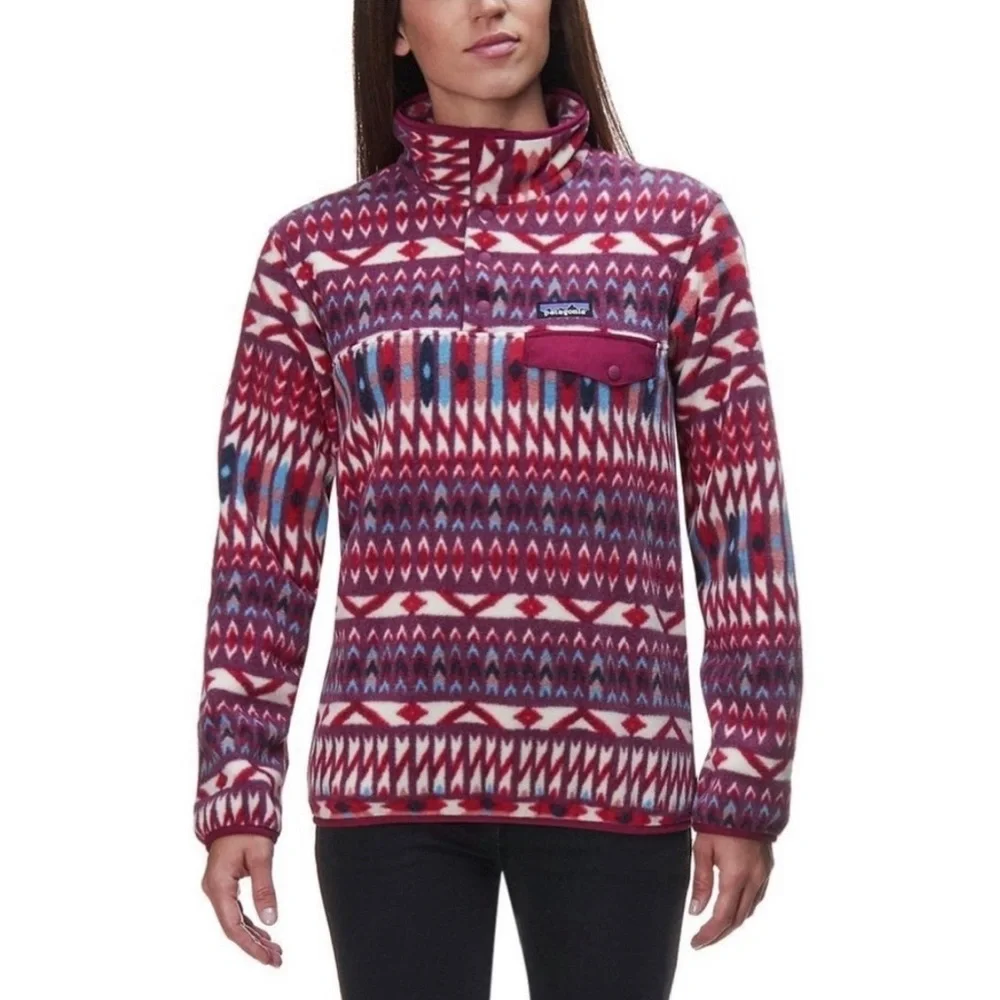Patagonia Women's Synchilla Snap-T Fleece Pullover Kuta Klash Dark Current XS - Picture 5 of 7